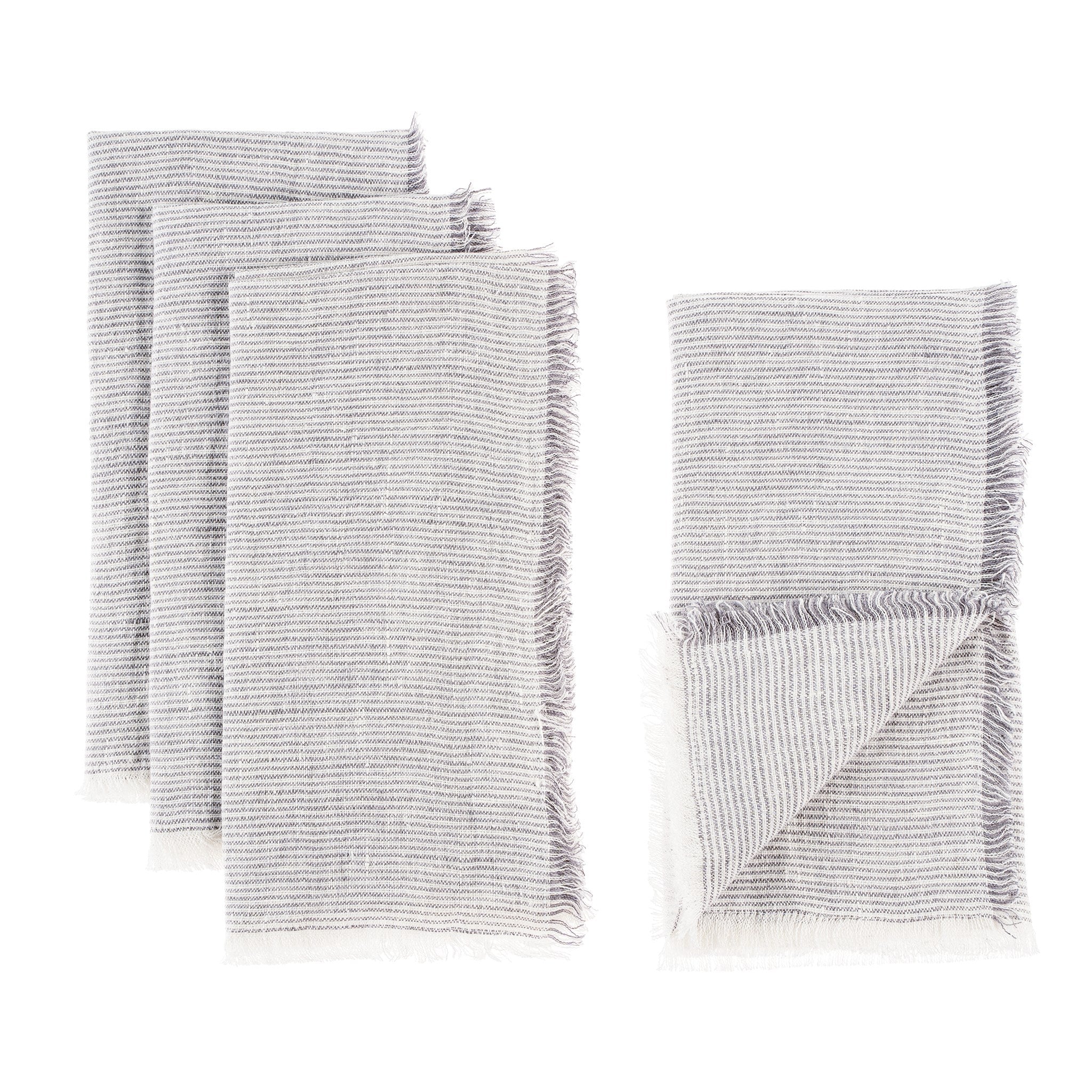 Set of 4 Linen Napkins - Gray Stripe