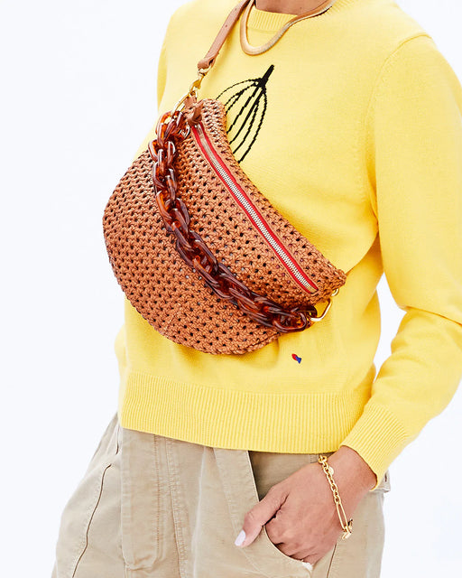 Clare V. Green Red Crochet NWT Fraise Strawberry Shoulder Bucket Bag Chain  Strap