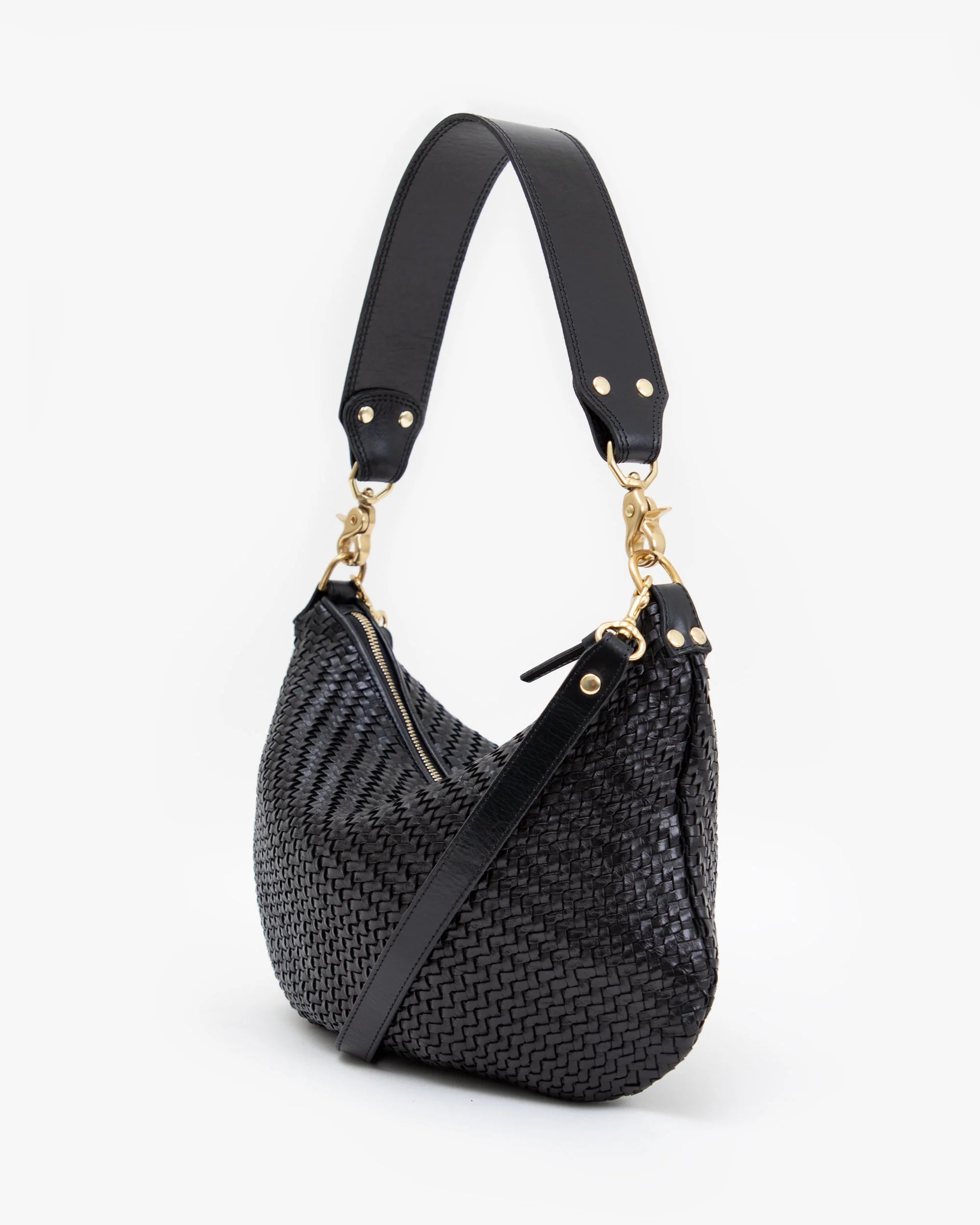 Moyen Messenger in Black Woven Zig Zag