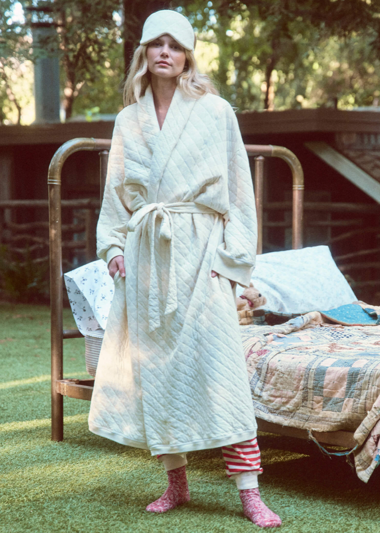 The Quilted Robe - Washed White
