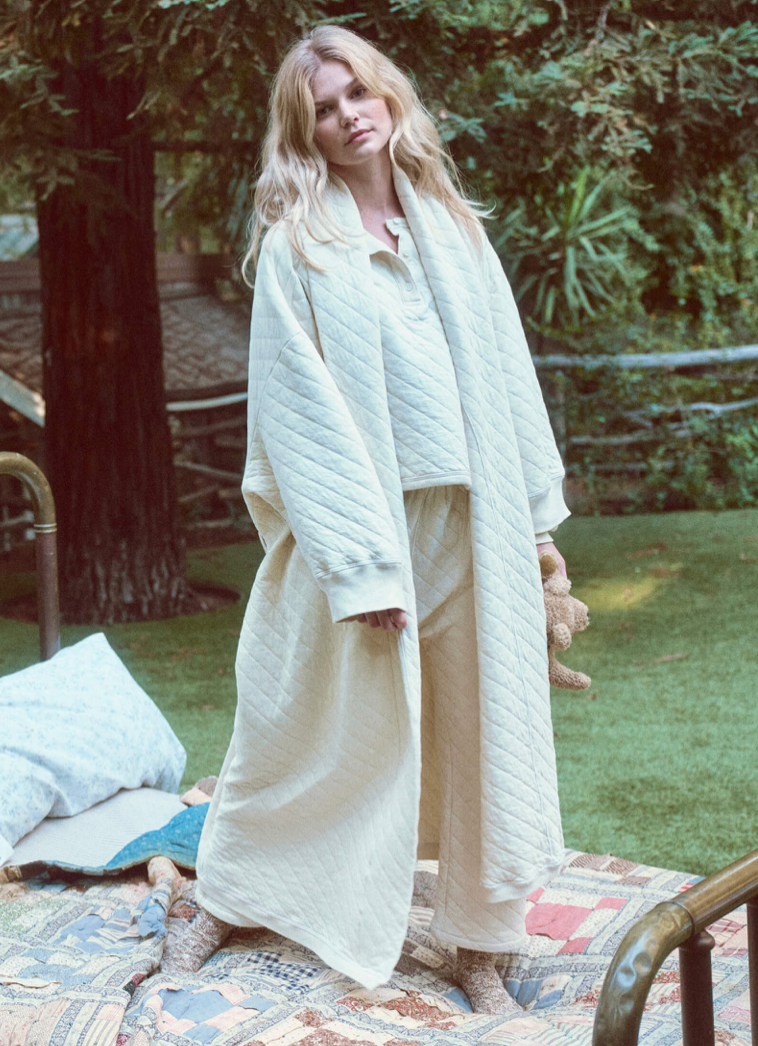 The Quilted Robe - Washed White