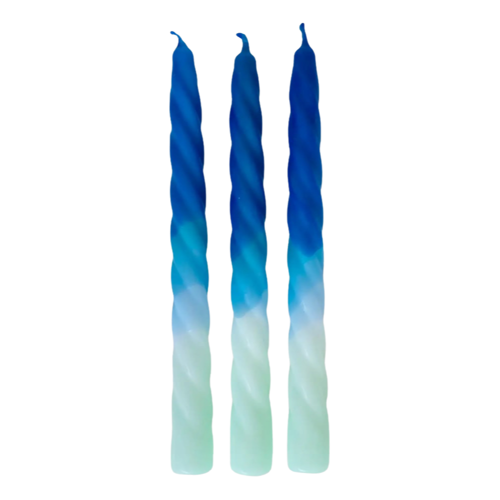 Dip Dye Twisted Candles - Shades of Blueberry