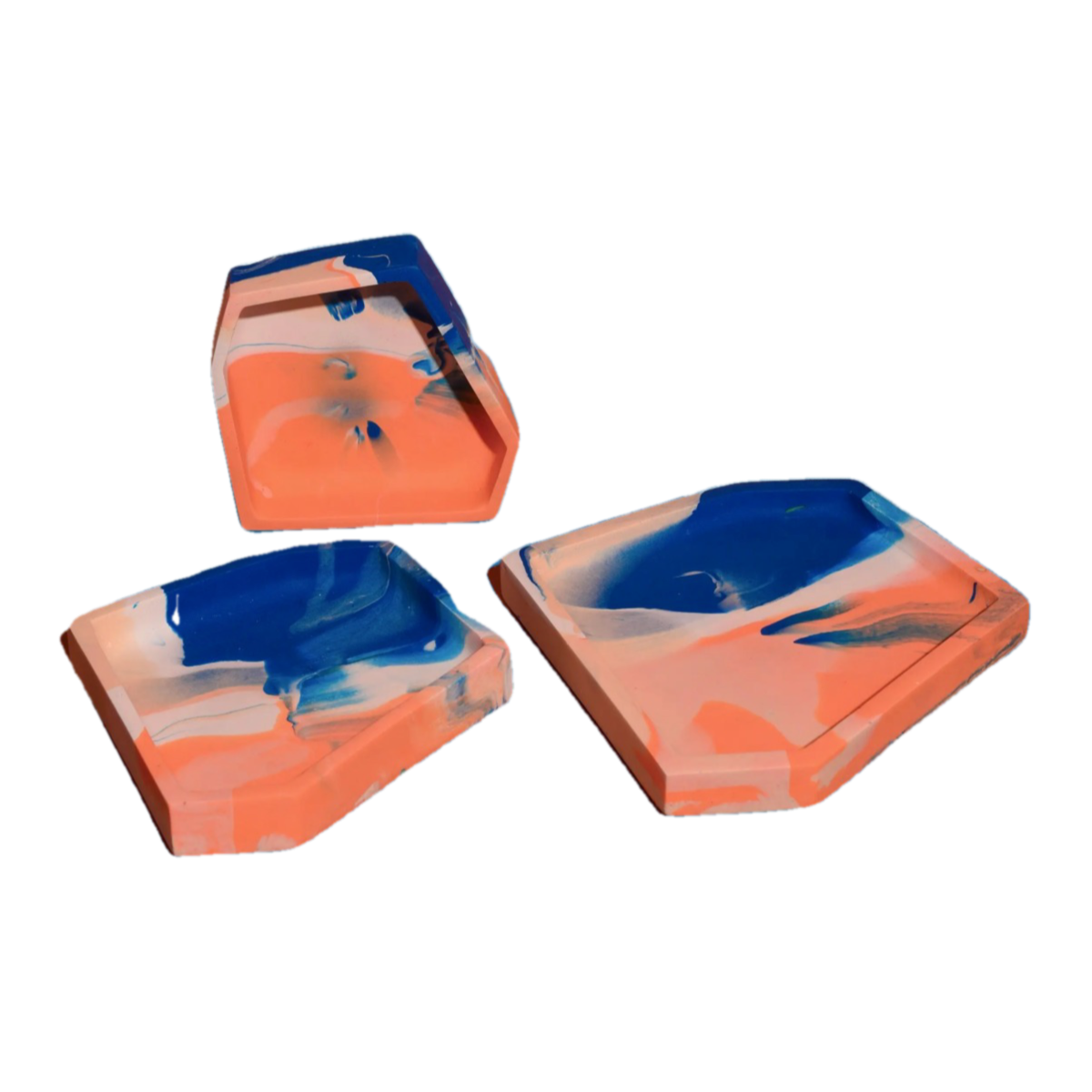 Nested Irregular Trays - Cobalt + Orange